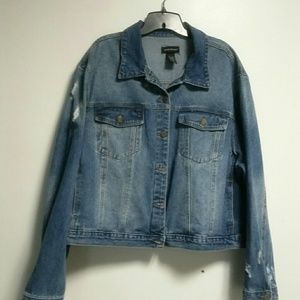 Ashley Stewart distressed blue jean jacket sz 22.